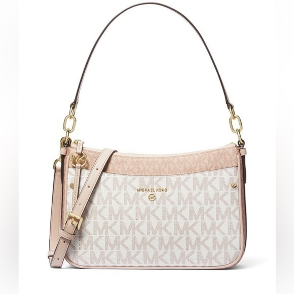 New Michael Kors Jet Set Charm Medium Top Zip Pouchette Crossbody - Picture 1 of 4